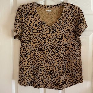 Animal Print Vee neck Tee